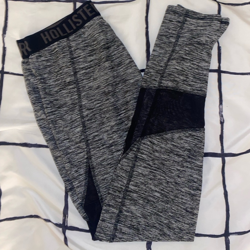 Black and Grey Hollister leggings with sheer cutouts
